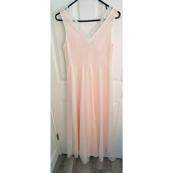 Vtg Shadowline Nightgown Womens Small Pink Wrap Lace Embroidered Lingerie Sheer - Picture 5 of 8